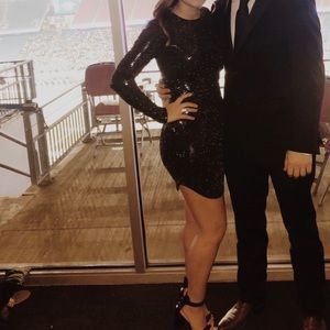 Glitter long sleeve cocktail dress